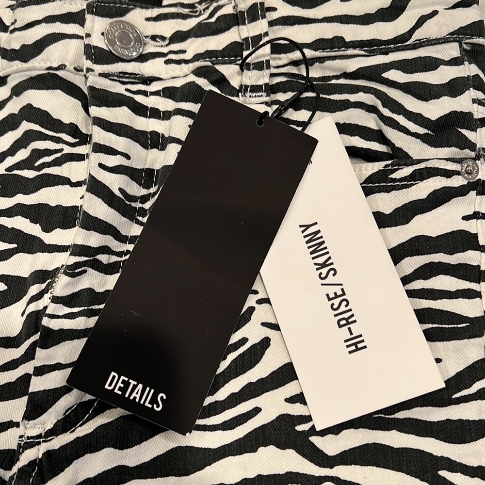 Zara trafaluc denim collection zebra 🔥 pants sz 6 nwt - Picture 4 of 7